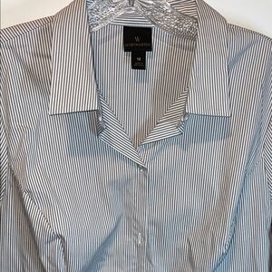 Worthington Blue and White Striped Blouse